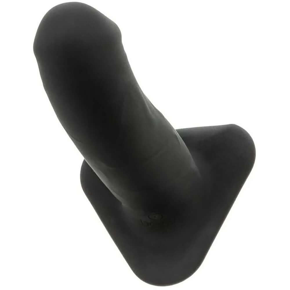 Onyxxx Silicone Beginner Stud Anal Vibrator Black positioned to show its sleek design and tapered shape.