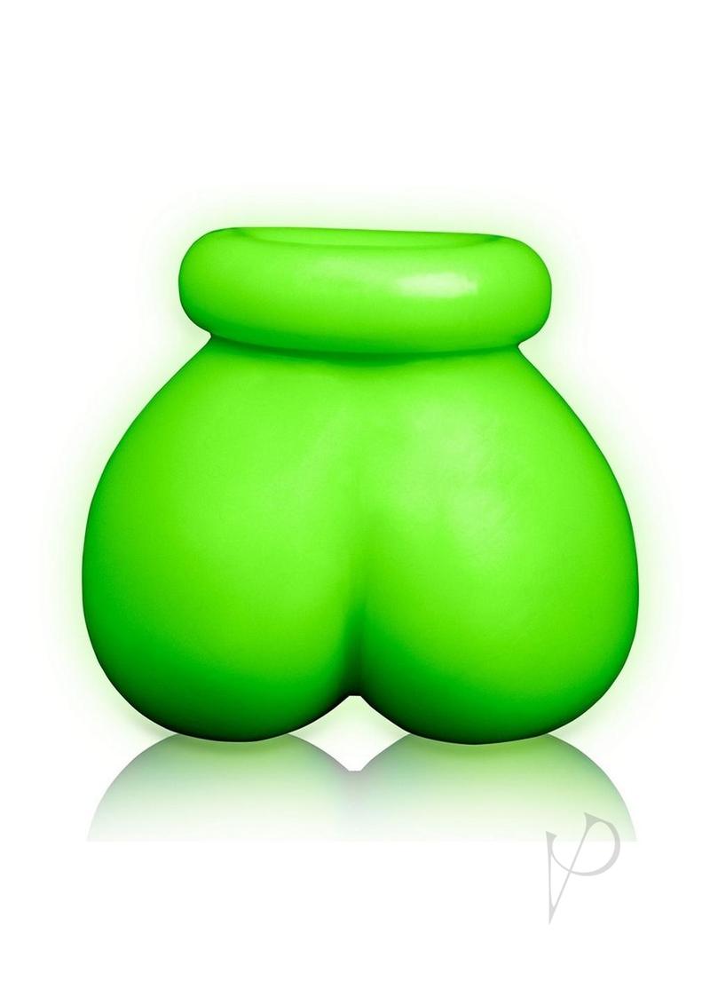 Ouch Ball Sack Glow in the Dark Green accessory with bright fluorescent green color, perfect for adventurous couples.
