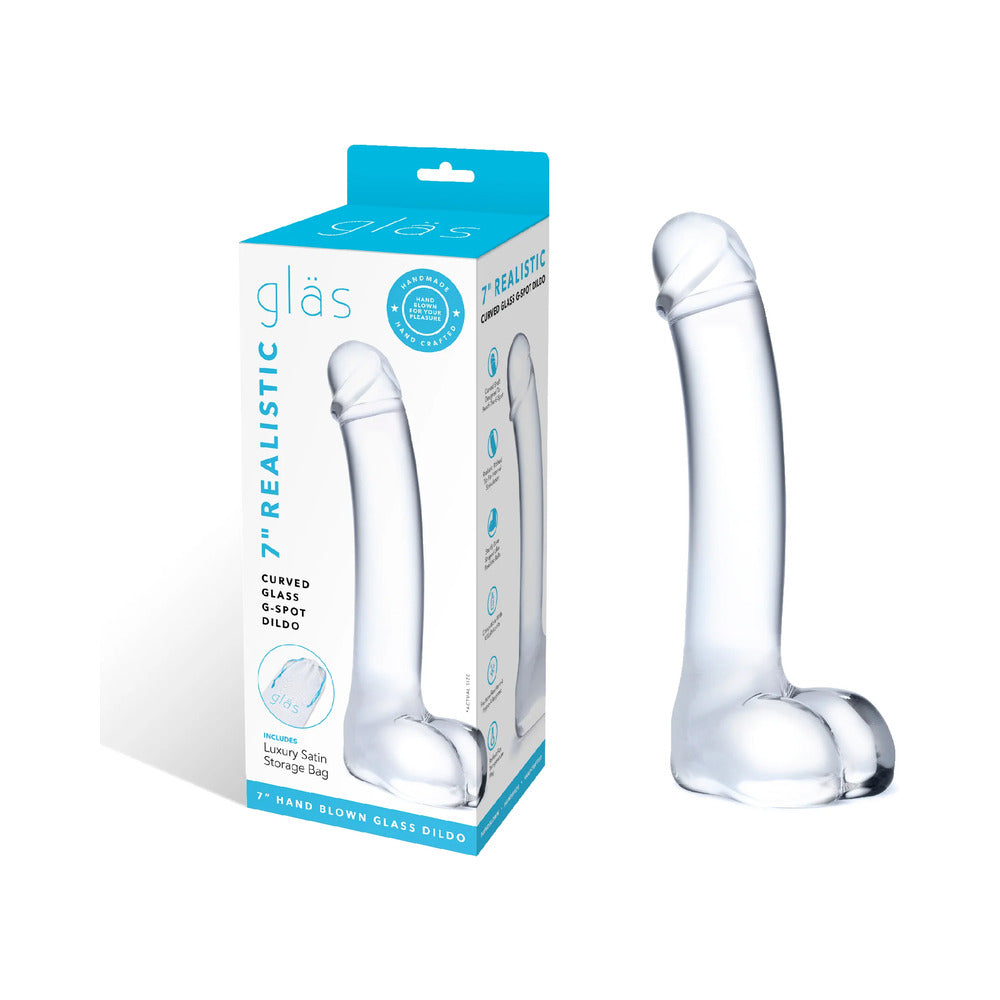 Glas 7 inches Realistic Curved Glass G-Spot Dildo
