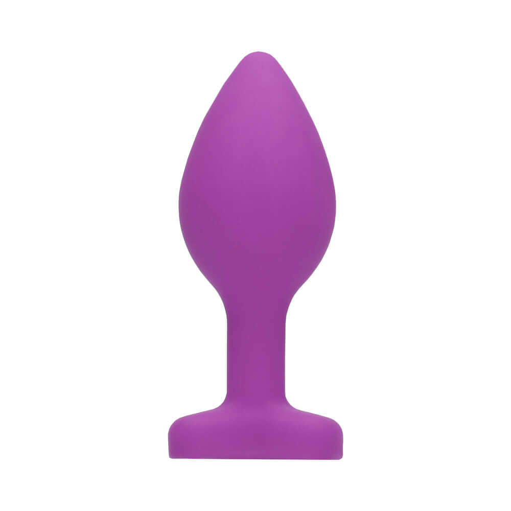 Flexible Silicone Diamond Heart Butt Plug Purple Regular, made from body-safe silicone for comfortable stimulation.