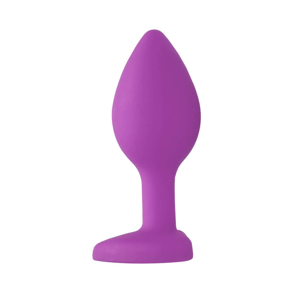 Flexible Silicone Diamond Heart Butt Plug Purple Regular for pleasurable stimulation, crafted from body-safe silicone.