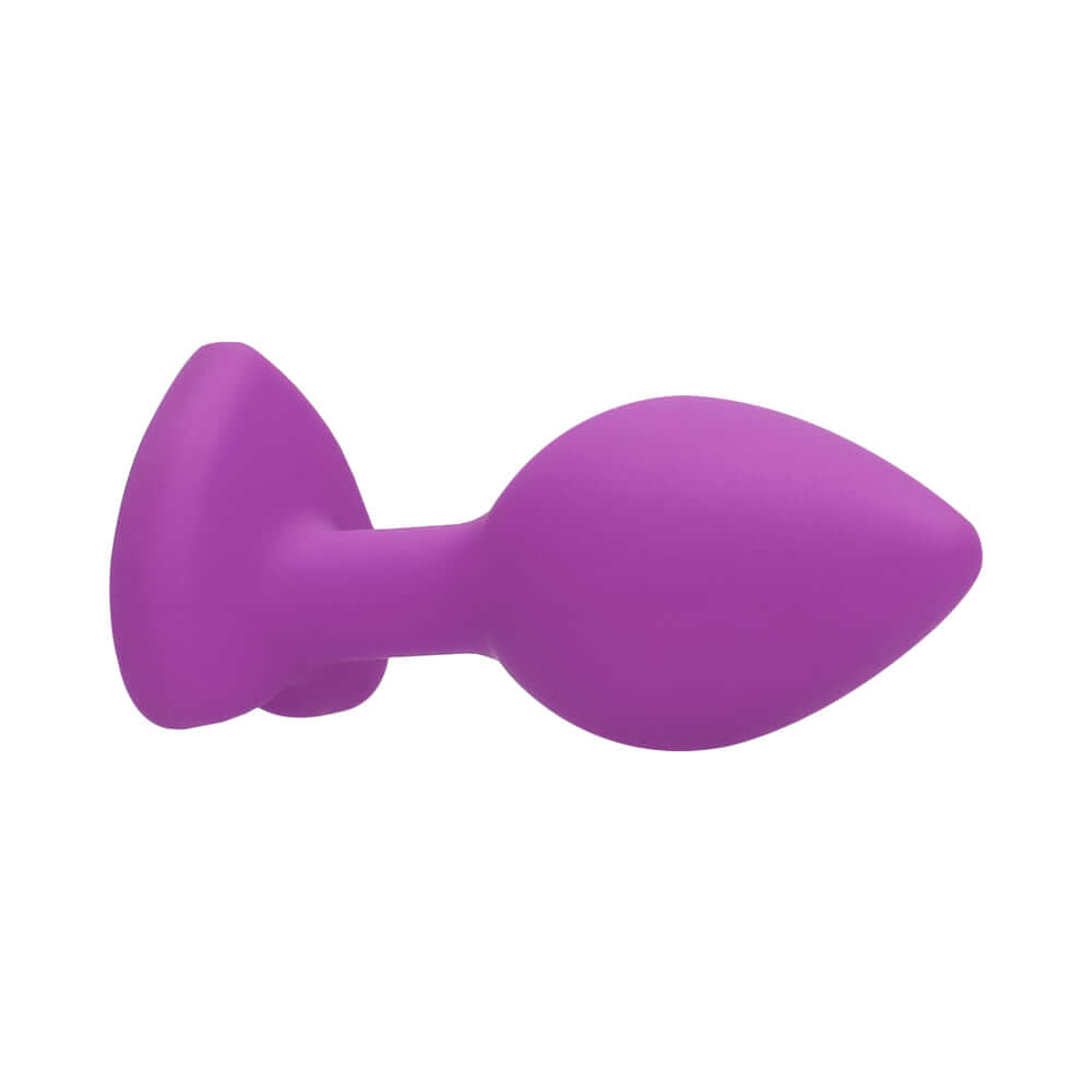 Flexible Silicone Diamond Heart Butt Plug Purple Regular, smooth body-safe silicone, elegant design.