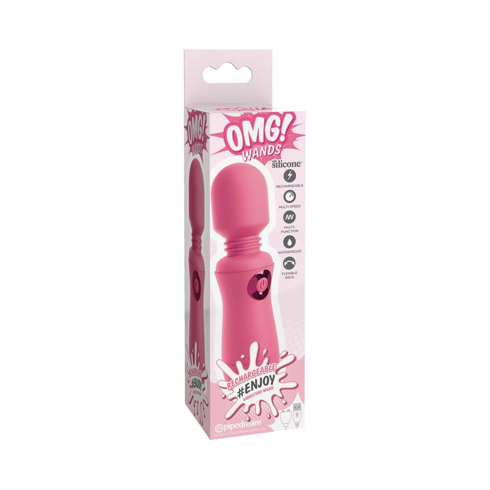 OMG! Wands #Enjoy Silicone Rechargeable Flexible Vibrating Wand Pink