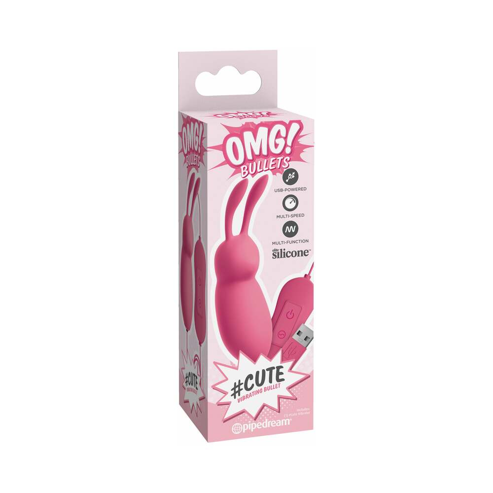 OMG! Bullets #Cute USB-Powered Silicone Vibrating Bullet With Ears Pink