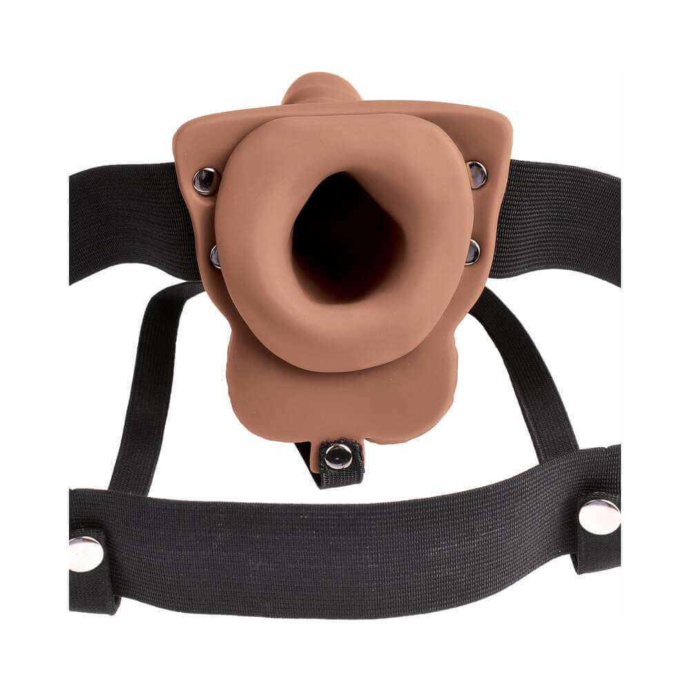 Fetish Fantasy Series Rechargeable Vibrating 6 inches Hollow Strap-On With Balls Tan/Black