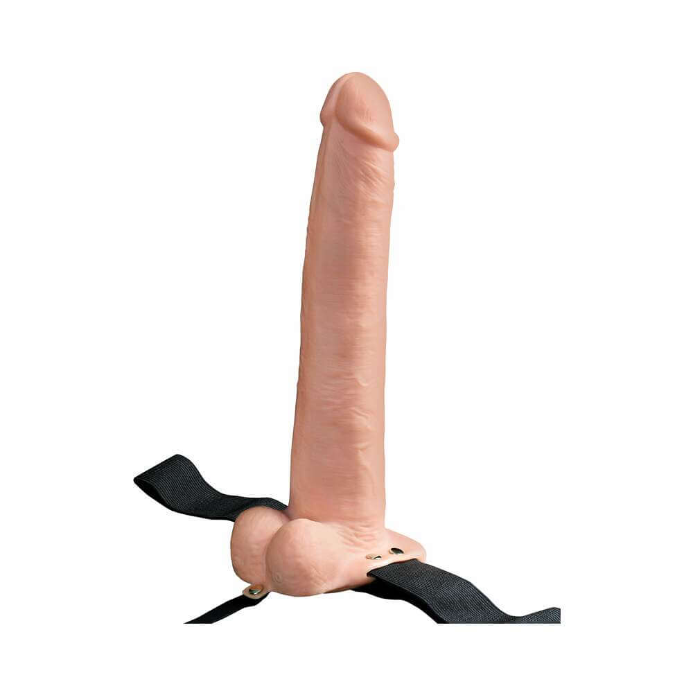 Fetish Fantasy Series Vibrating 11 inches Hollow Strap-On with Balls Beige/Black