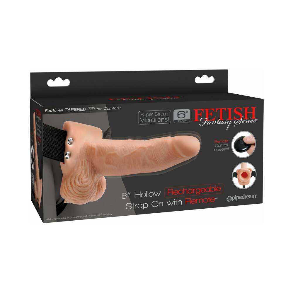 Fetish Fantasy Series Vibrating 6 inches Hollow Strap-On With Balls Beige/Black