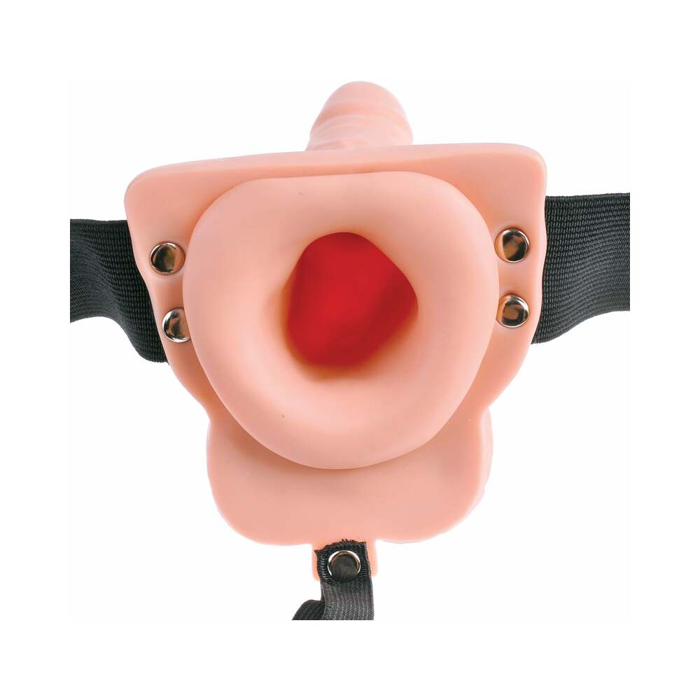 Fetish Fantasy Series Vibrating 6 inches Hollow Strap-On With Balls Beige/Black