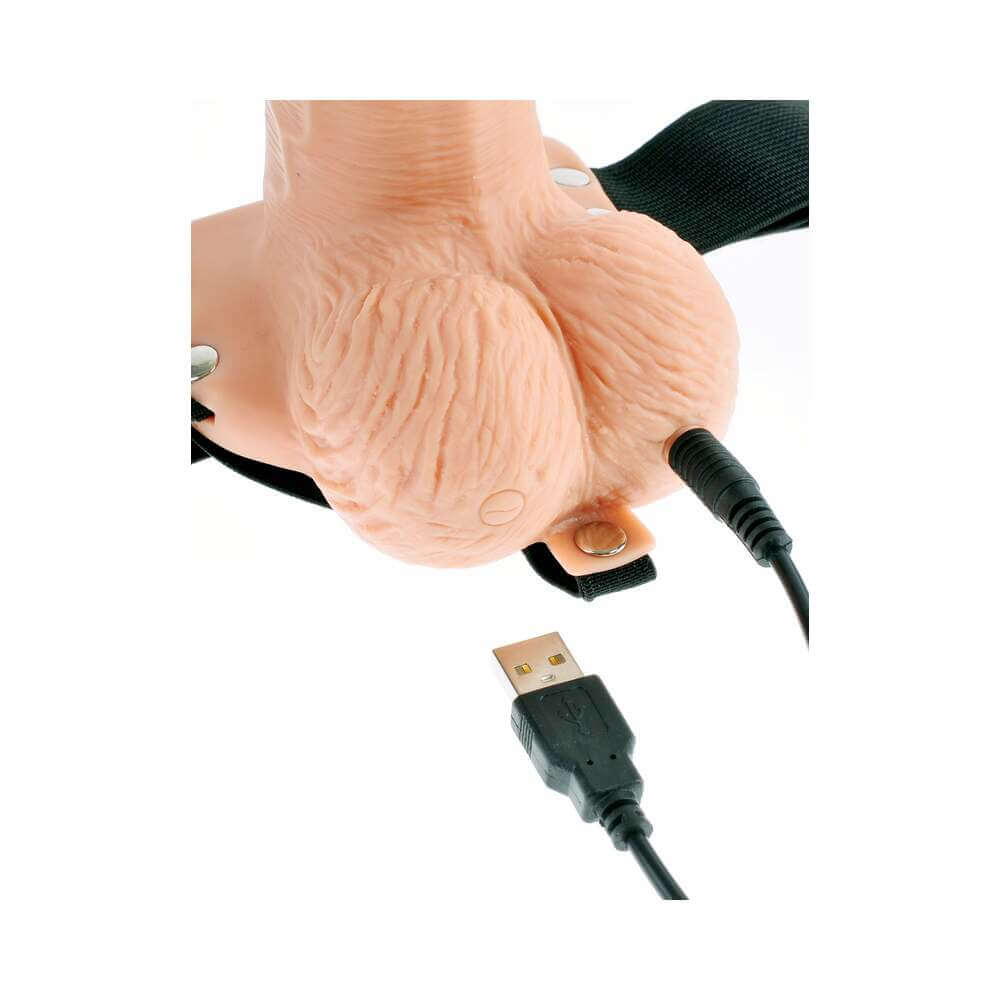 Fetish Fantasy Series Vibrating 6 inches Hollow Strap-On With Balls Beige/Black
