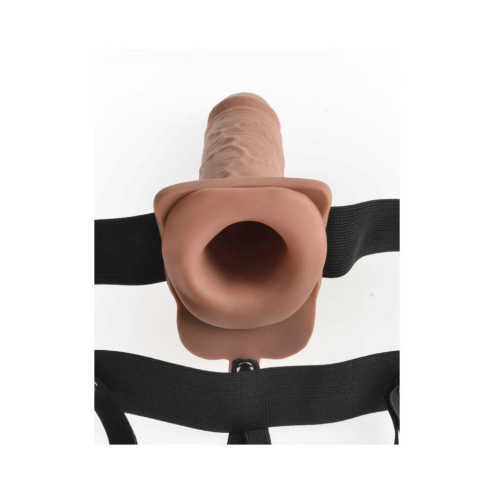 Fetish Fantasy Series Vibrating 7 inches Hollow Strap-On With Balls Tan/Black