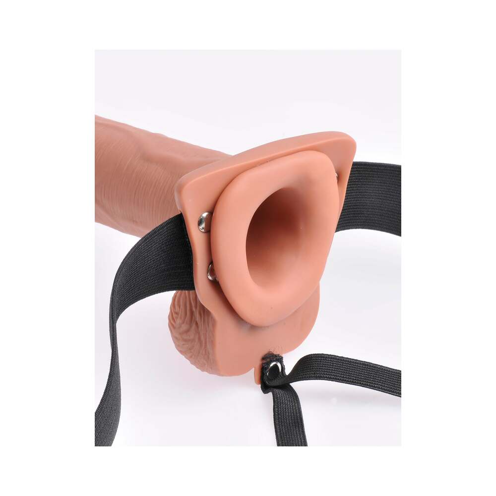 Fetish Fantasy Series Vibrating 10 inches Hollow Strap-On With Balls Tan/Black