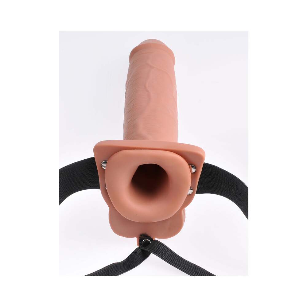 Fetish Fantasy Series Vibrating 10 inches Hollow Strap-On With Balls Tan/Black