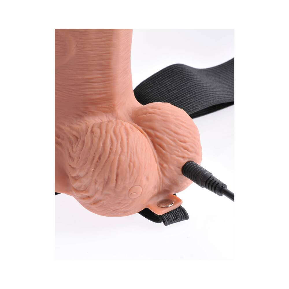Fetish Fantasy Series Vibrating 10 inches Hollow Strap-On With Balls Tan/Black