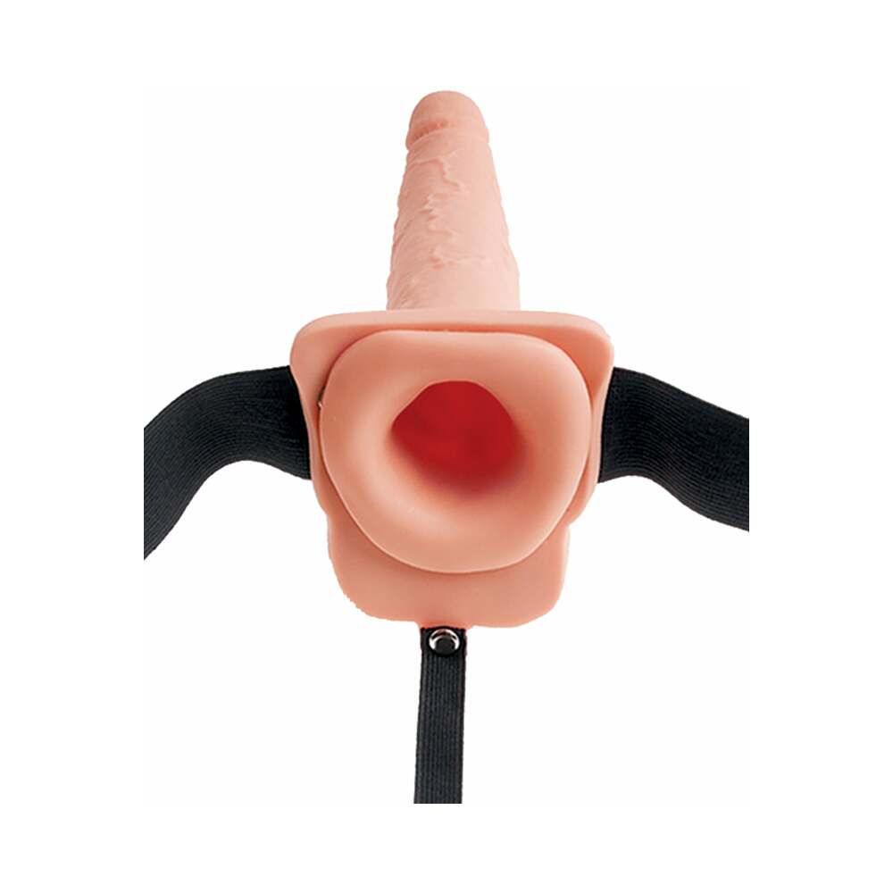 Fetish Fantasy Series 7.5 inches Hollow Squirting Strap-On With Balls Beige/Black