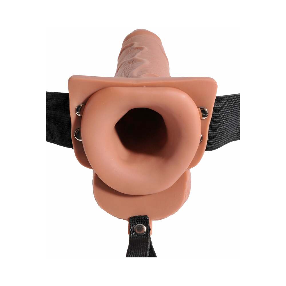 Fetish Fantasy Series 7.5 in. Hollow Squirting Strap-On With Balls Tan/Black