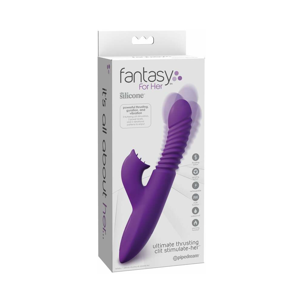 Fantasy For Her Rechargeable Silicone Ultimate Thrusting Clit Stimulate-Her Purple