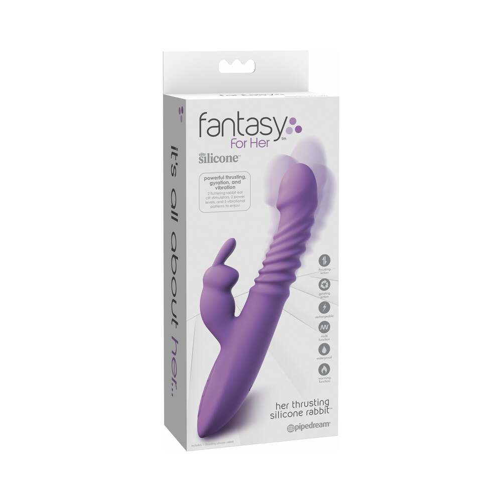 Fantasy For Her Rechargeable Her Thrusting Silicone Rabbit Vibrator Purple