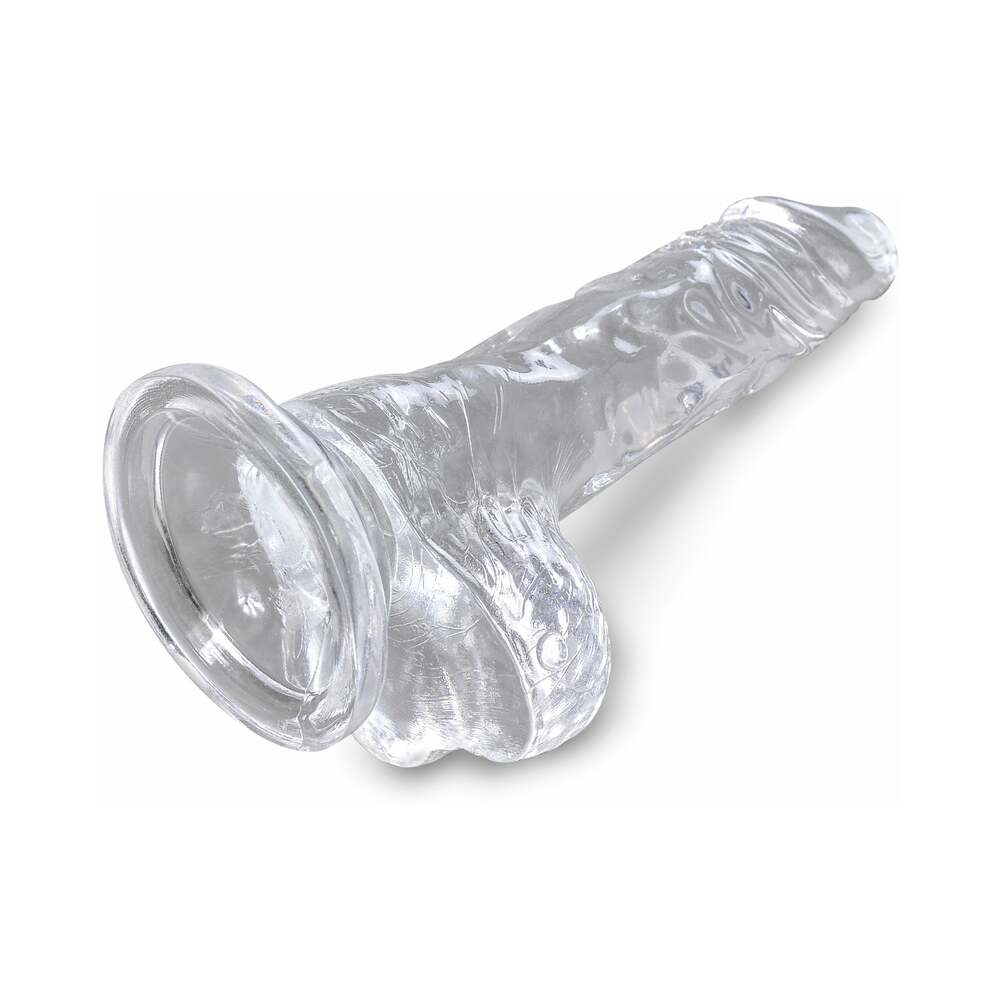 King Cock Clear 4 inches Cock With Balls Realistic Suction Cup Dildo