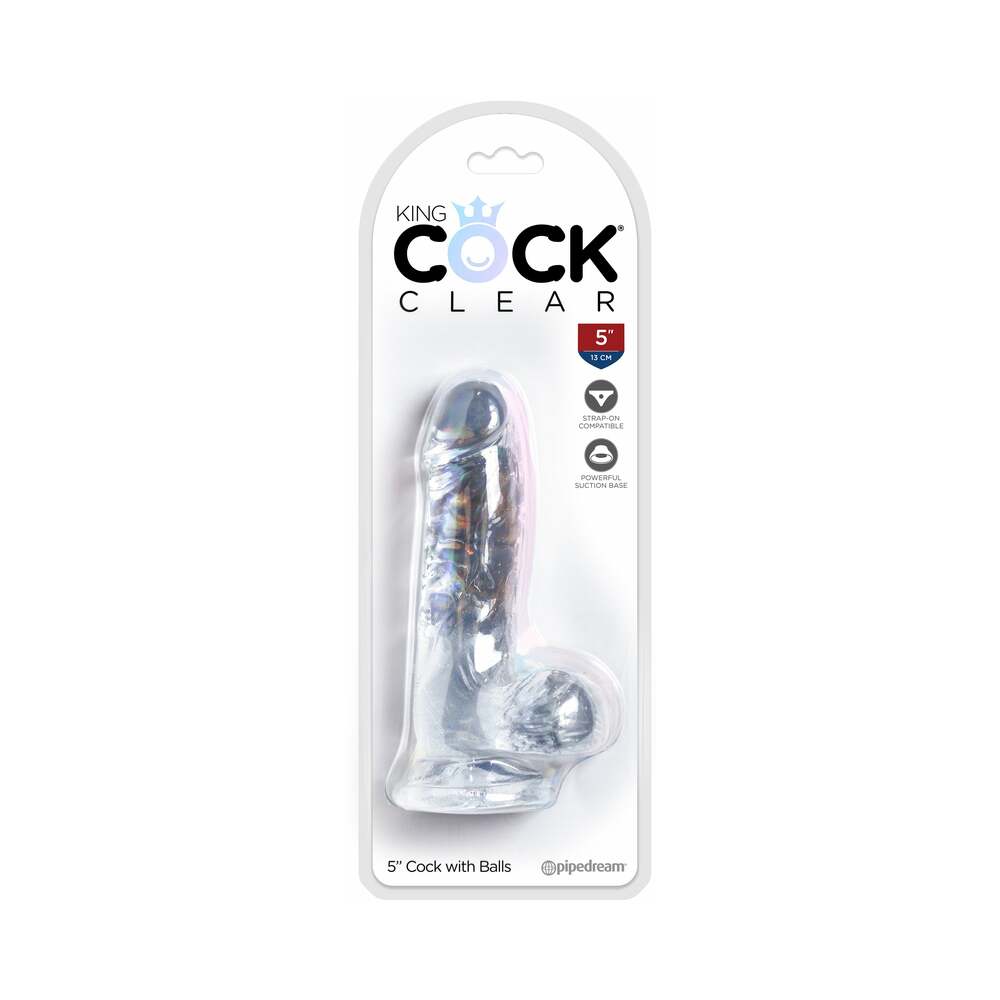 King Cock Clear 5 inches Cock With Balls Realistic Suction Cup Dildo