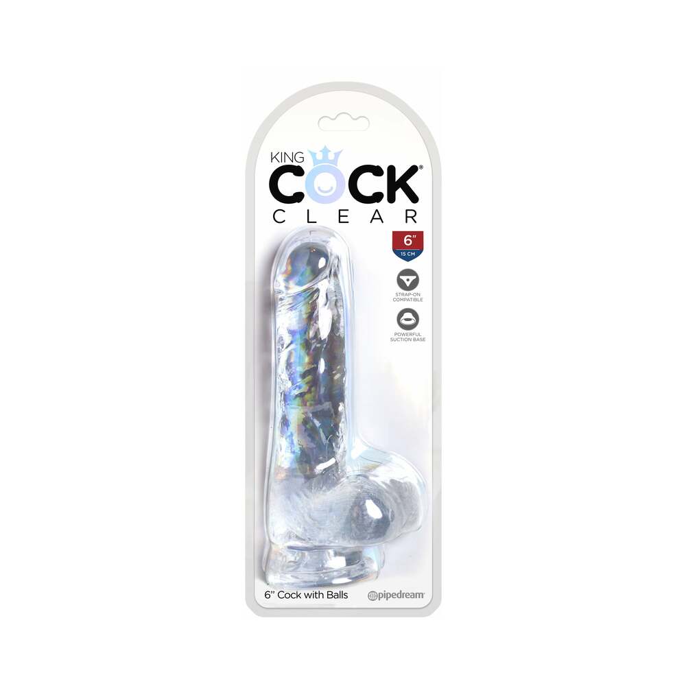 King Cock Clear 6 inches Cock With Balls Realistic Suction Cup Dildo