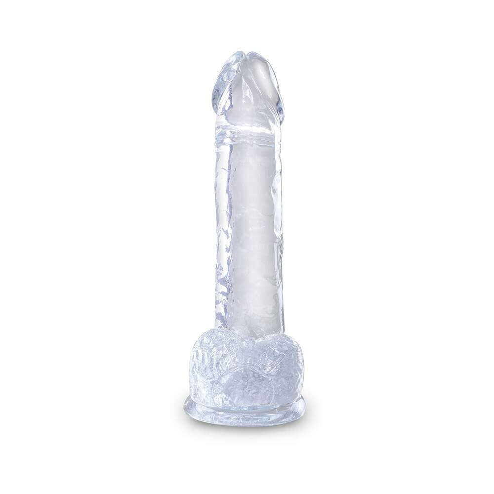 King Cock Clear 7 inches Cock With Balls Realistic Suction Cup Dildo