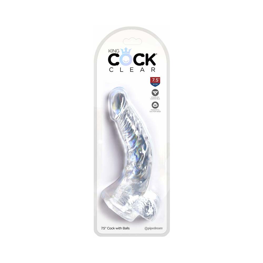 King Cock Clear 7.5 inches Cock With Balls Realistic Suction Cup Dildo
