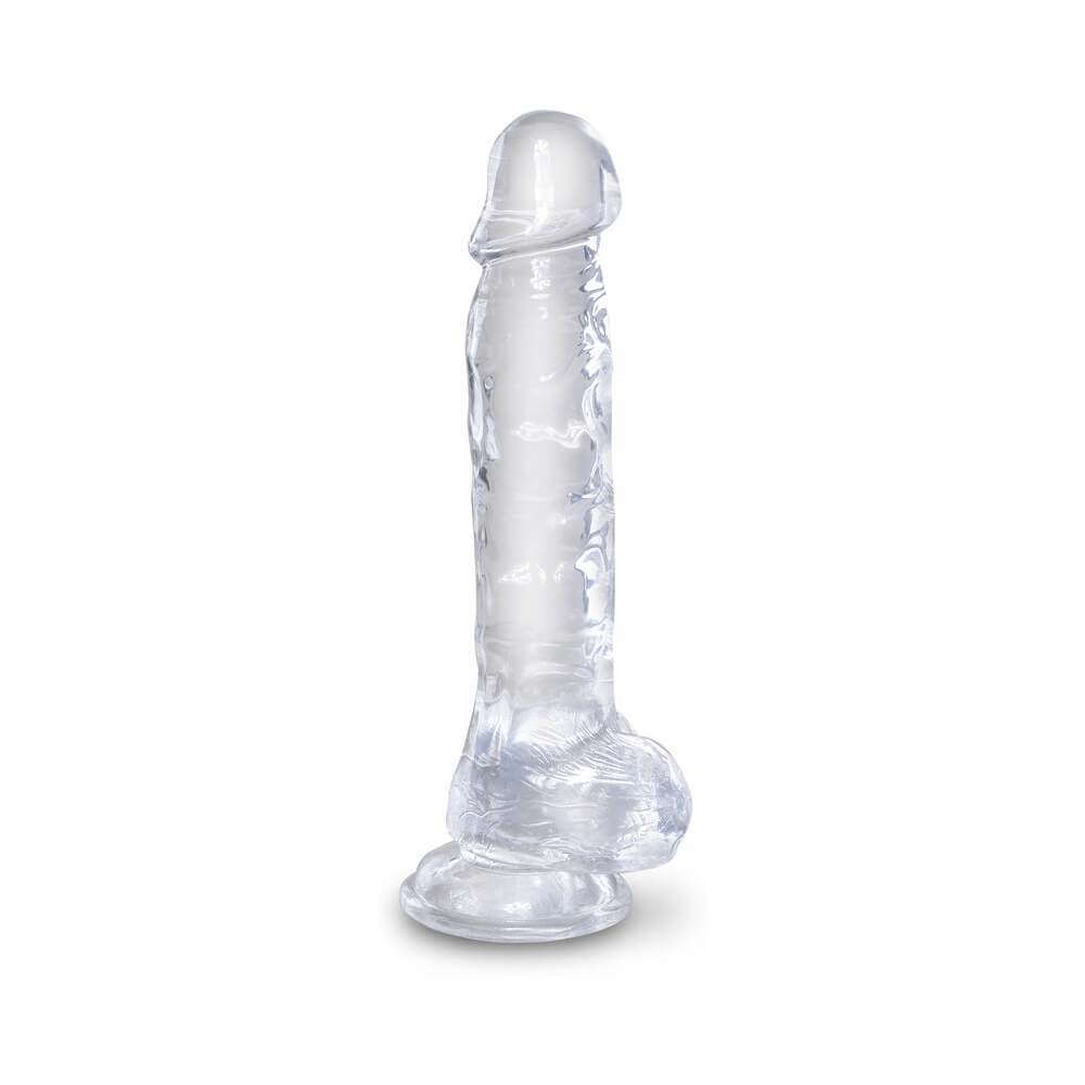 King Cock Clear 8 inches Cock With Balls Realistic Suction Cup Dildo