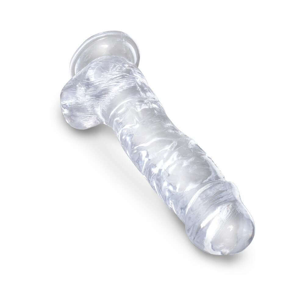 King Cock Clear 8 inches Cock With Balls Realistic Suction Cup Dildo