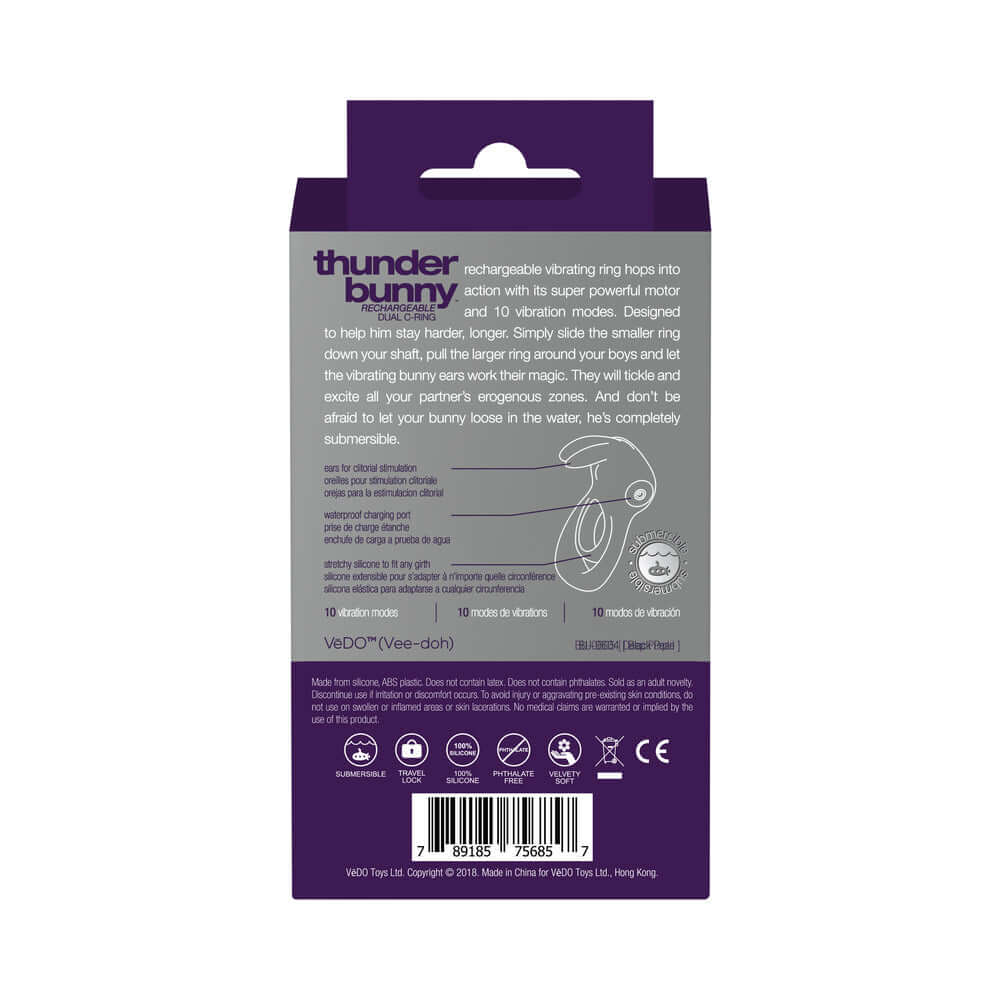 VeDO Thunder Bunny Rechargeable Dual C Ring Purple