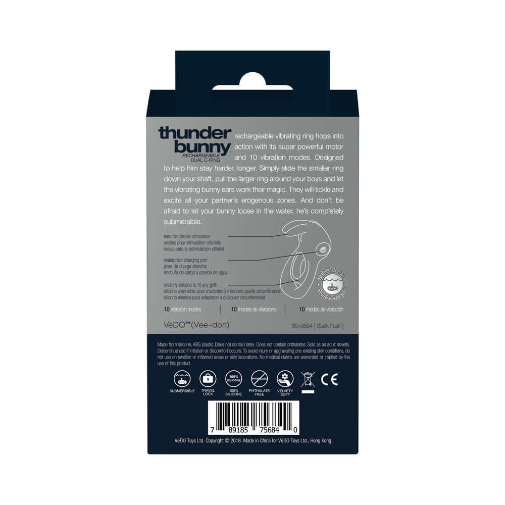 VeDO Thunder Bunny Rechargeable Dual Cockring Black