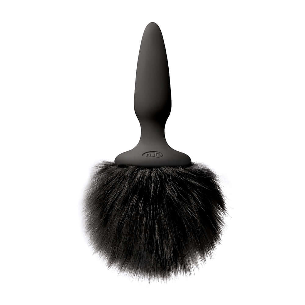Bunny Tails Plug Mini Black Fur designed for playful fantasy and intimate encounters, featuring soft black fur and sleek shape.