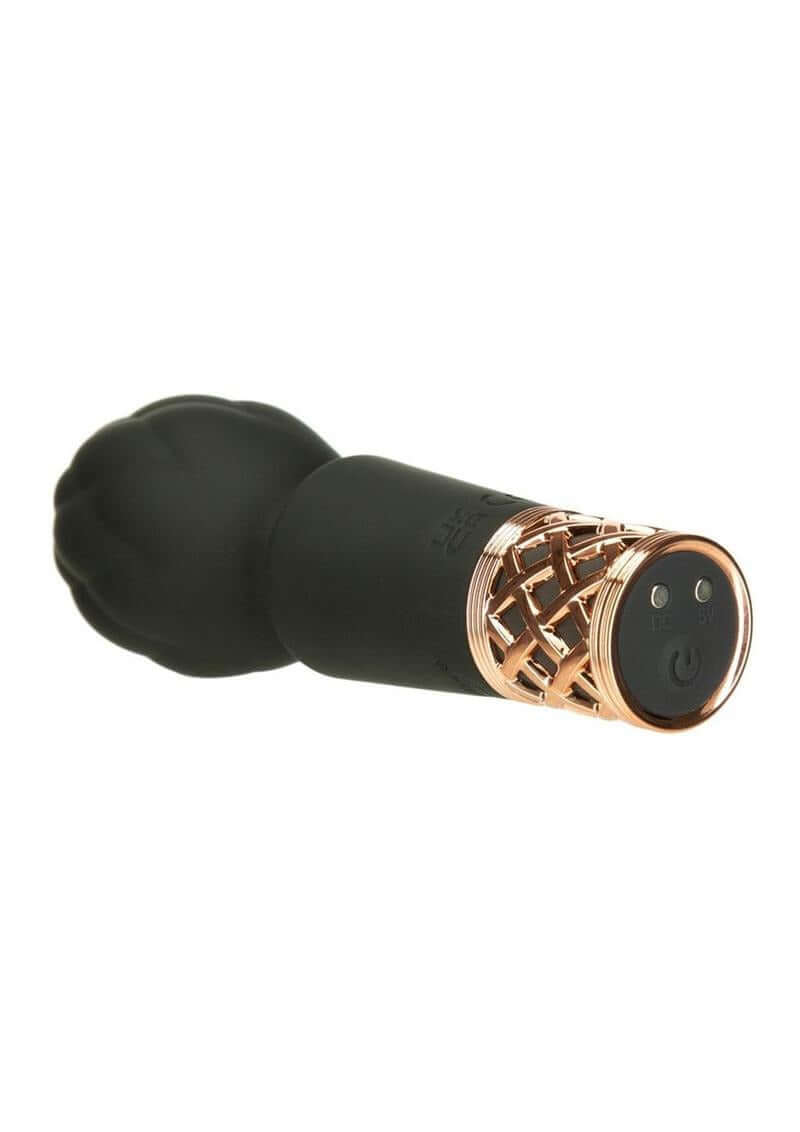 Pillow Talk Secrets Pleasure Rechargeable Wand Gold, a compact mini wand massager with elegant design.