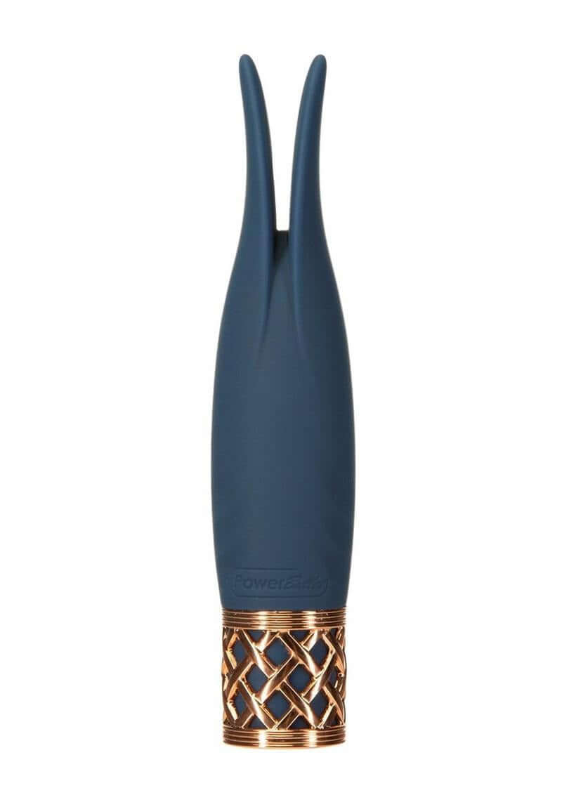 Pillow Talk Secrets Playful Rechargeable Massager Blue with flexible rabbit ear tips and elegant design.