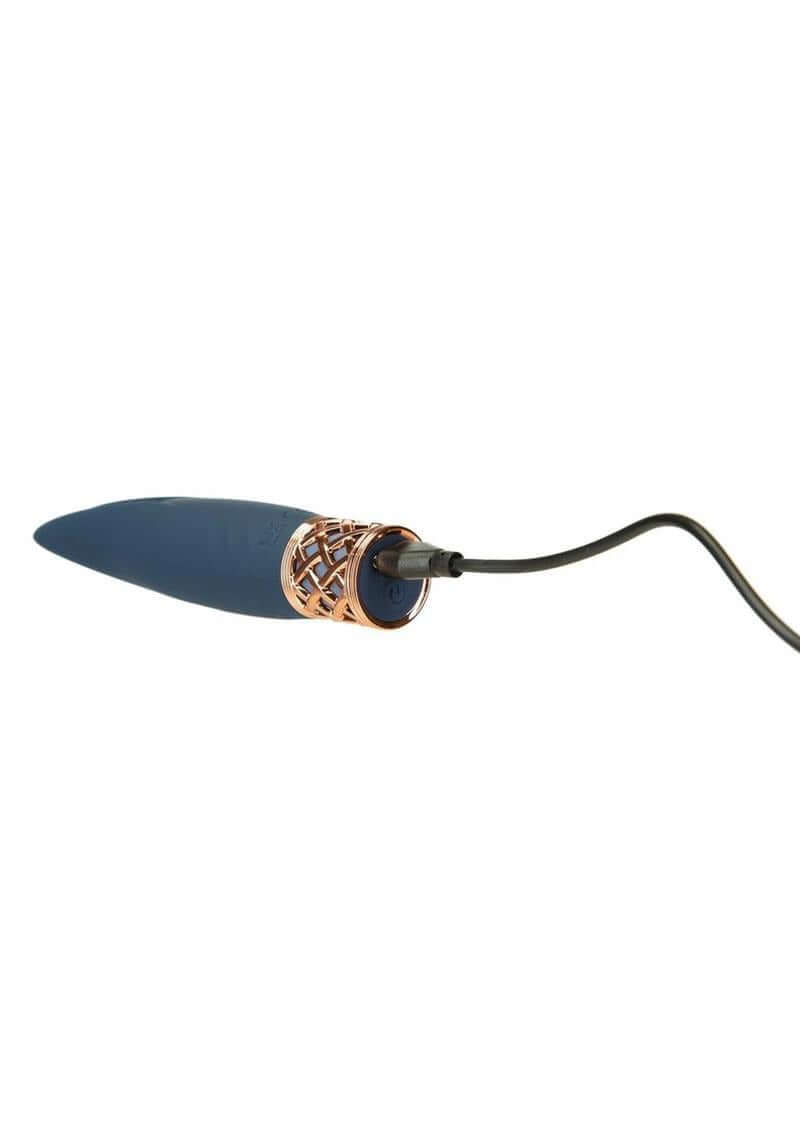 Pillow Talk Secrets Playful Rechargeable Massager Blue with flexible ear tips and elegant design.