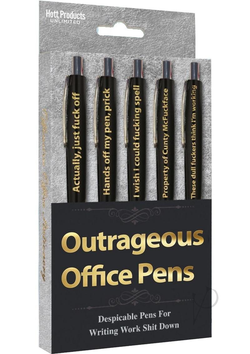 Hott Products Outrageous Office Pens Novelty Gag Gift humorous writing pens with cheeky messages.