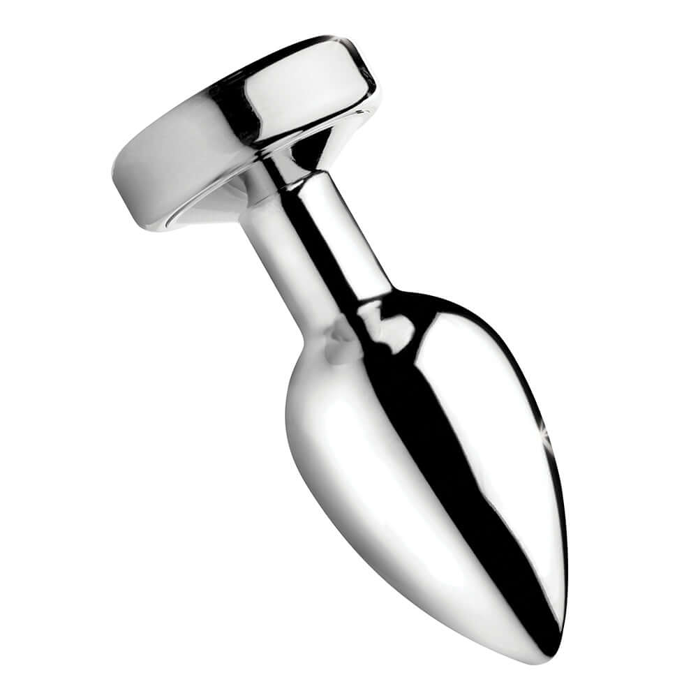 Booty Sparks Light Up Anal Plug S, shiny stainless steel anal plug with a tapered shape for pleasurable experiences.