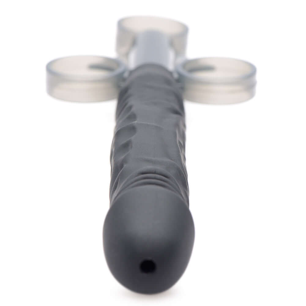 Master Series Jizz Shooter Silicone Dildo Lube Launcher with textured grip and ergonomic finger loops
