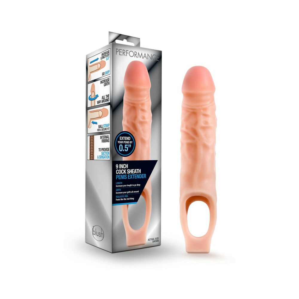 Blush Performance 9 inches Cock Sheath Penis Extender Sling Beige