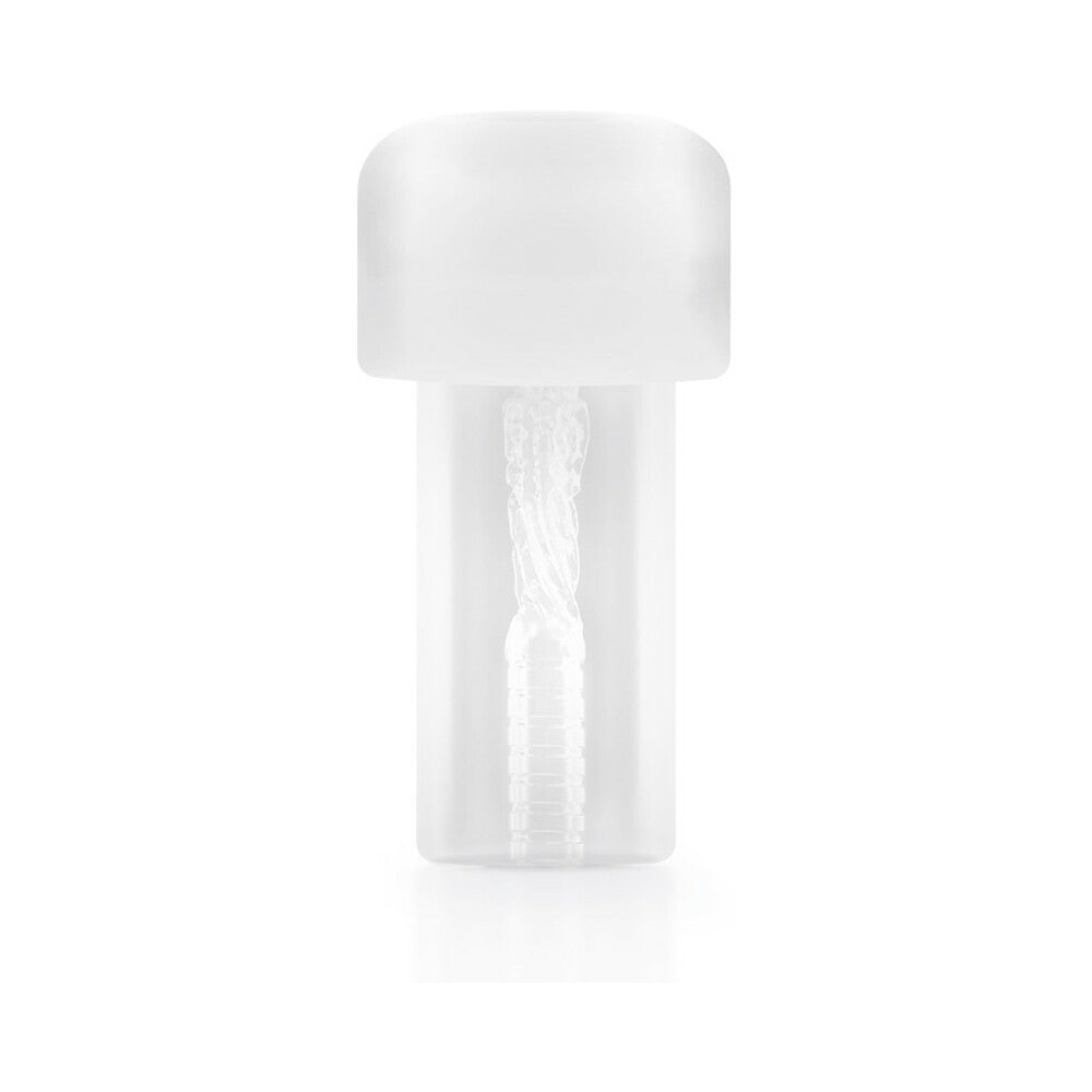 Performance Stroker Pump Sleeve Clear, a transparent stroker with stimulating ribs for enhanced pleasure.
