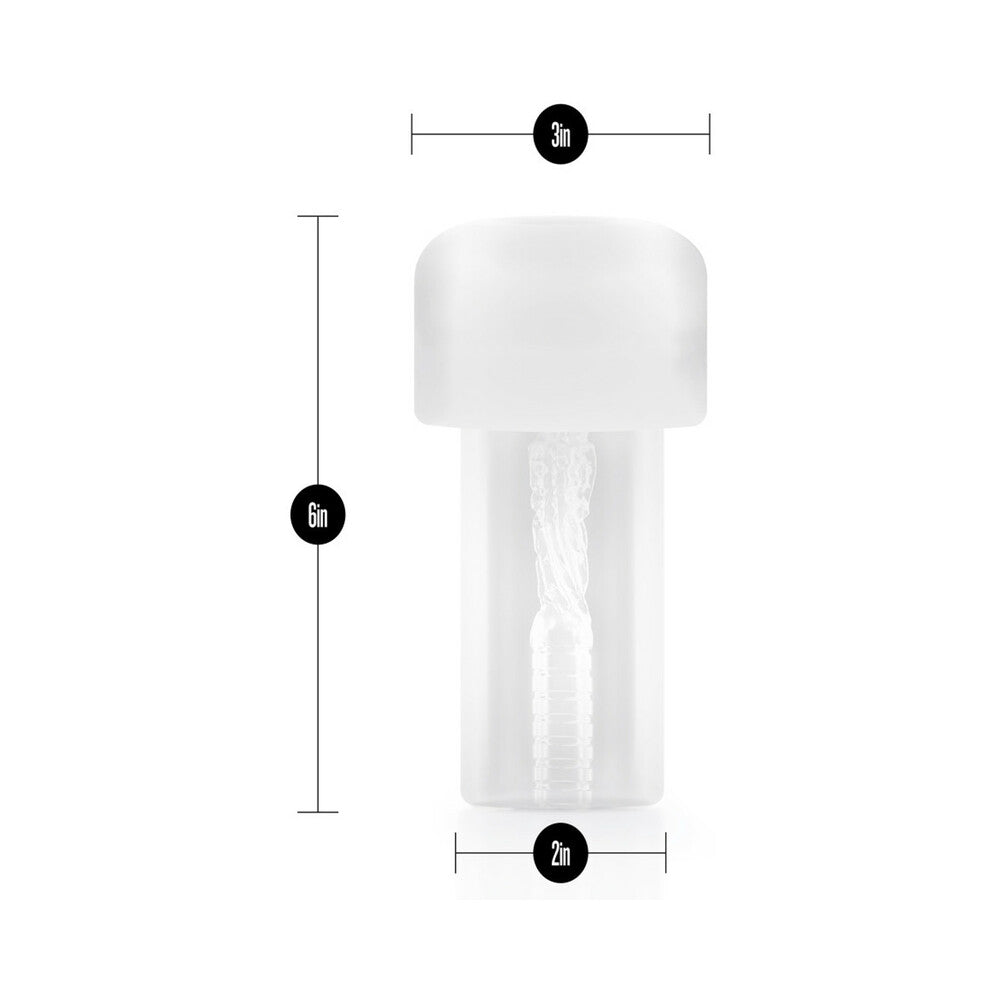 Performance Stroker Pump Sleeve Clear showing dimensions of 6in height and 3in width for enhanced pleasure.