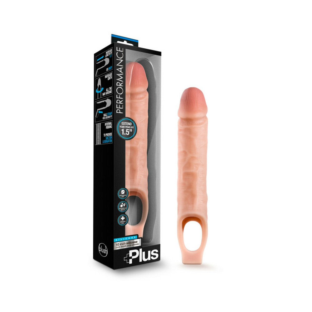 Blush Performance Plus 10 inches Silicone Cock Sheath Penis Extender Sling Beige