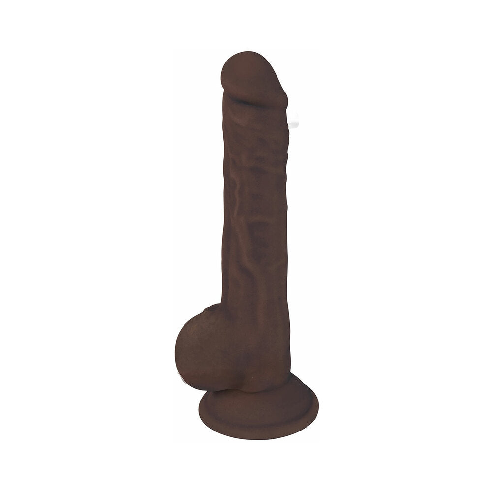Curve Toys FLESHSTIXXX 9 inches Posable Dual Density Silicone Dildo with Balls & Suction Cup Brown