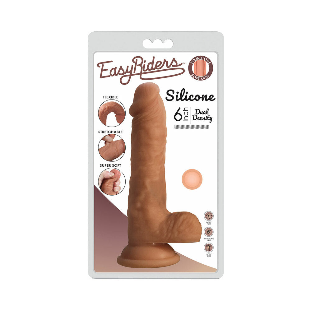 Curve Toys Easy Riders 6 inches Dual Density Silicone Dildo with Balls & Suction Cup Light
