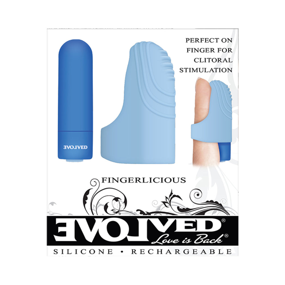 Evolved Fingerlicious Rechargeable Silicone Finger Vibrator Blue