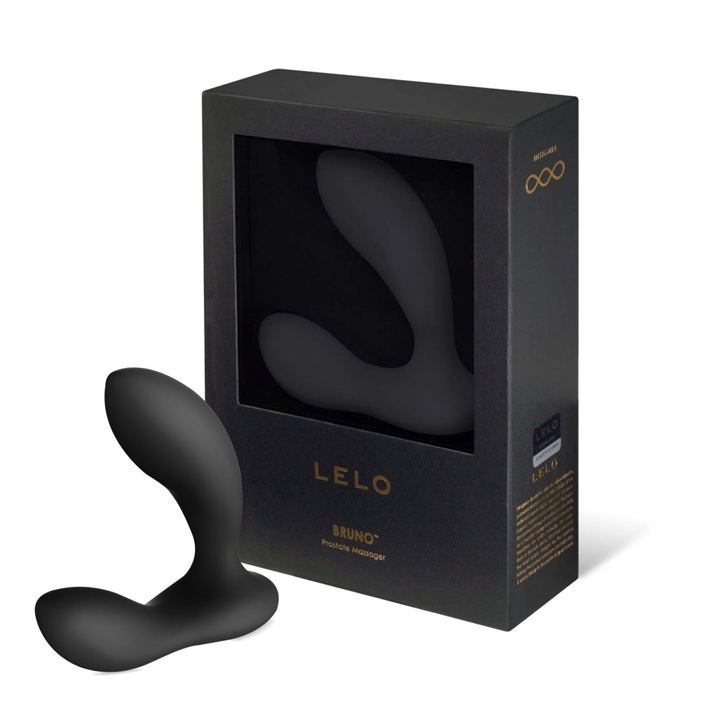 Lelo Bruno Prostate Massager Black showcased in its elegant packaging, highlighting its sleek design for prostate pleasure.