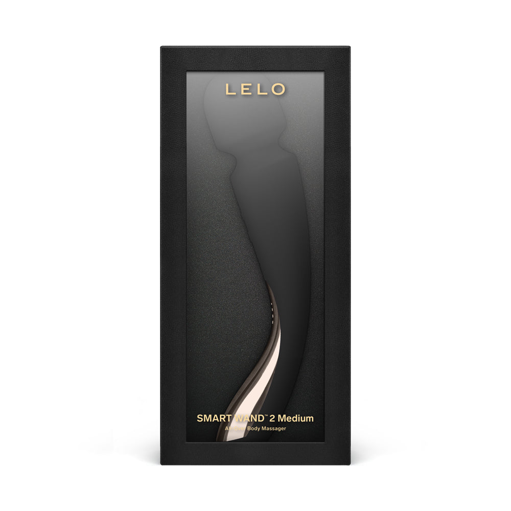 Lelo Smart Wand 2 Medium Wand Massager Black in elegant packaging for luxurious full-body relaxation.