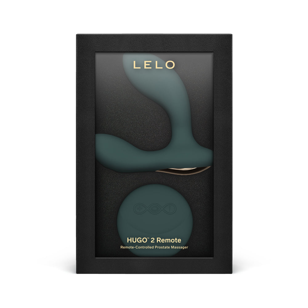 Lelo Hugo 2 Remote Prostate Massager Green in packaging, designed for enhanced pleasure and remote control functionality.