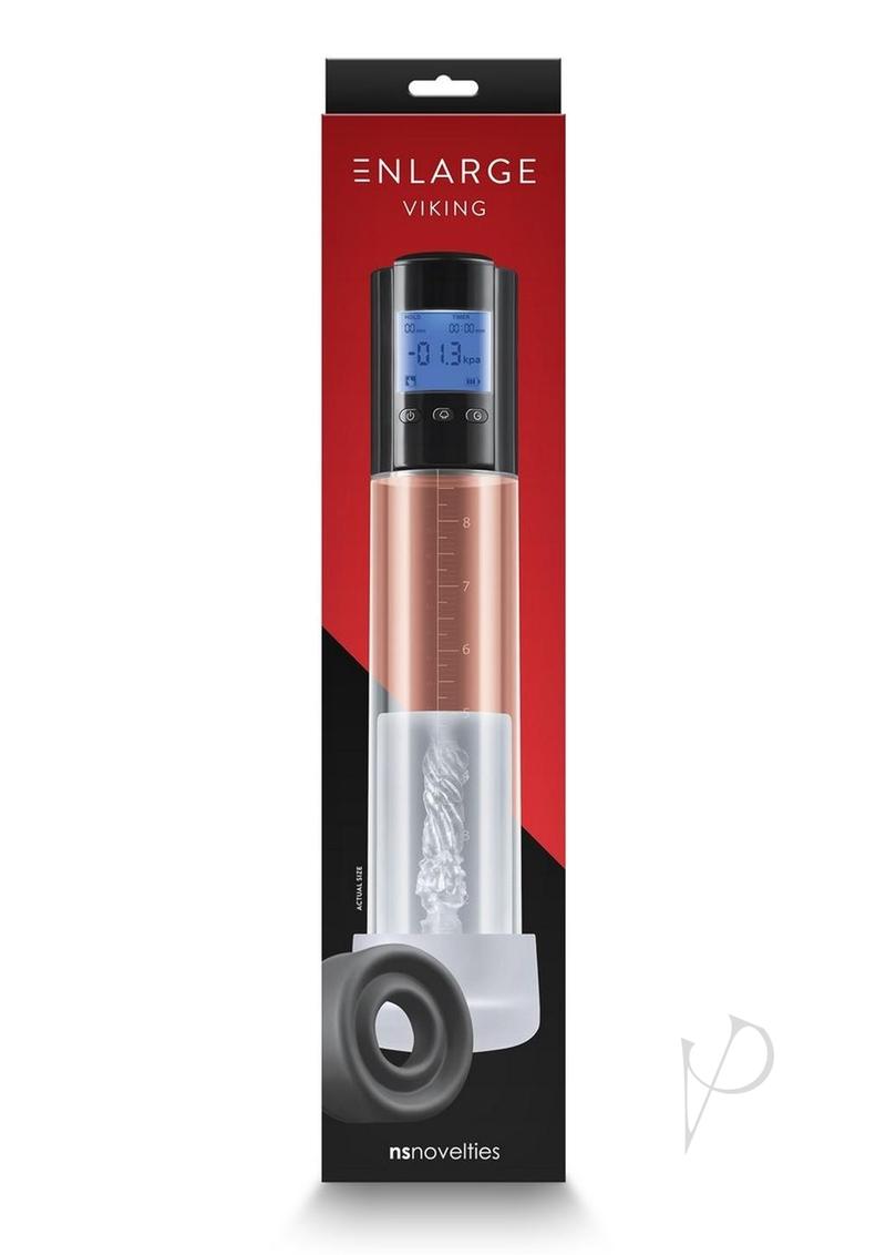 Enlarge Viking Rechargeable Penis Pump Black/Clear packaging with LCD screen and suction cylinder.