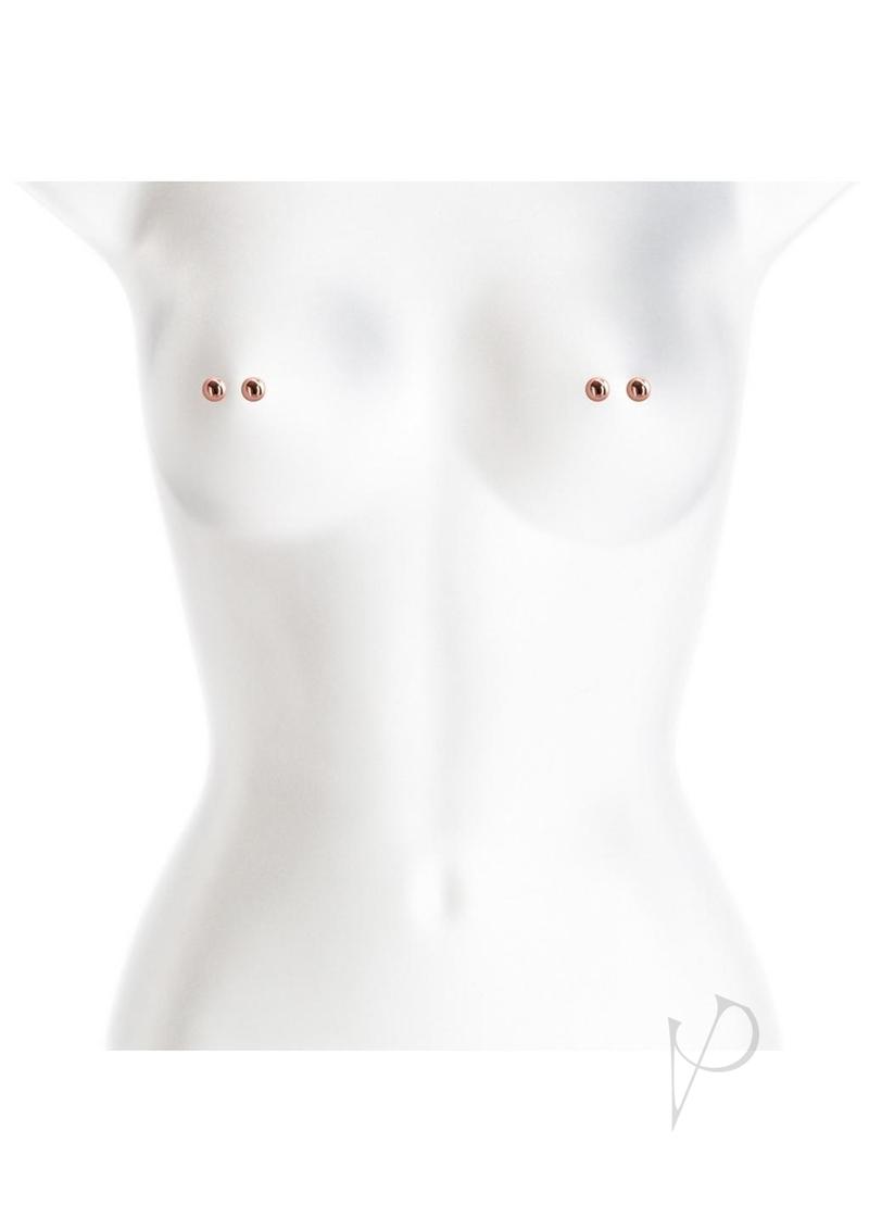 Bound Nipple Clamps M1 Rose Gold displayed on a mannequin, showcasing their elegant design and functionality.