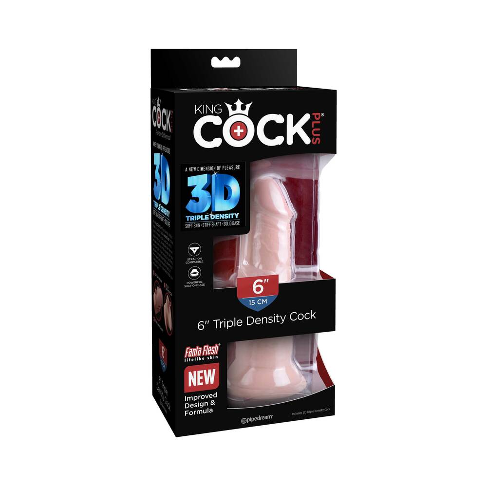 King Cock Plus 6 inches Triple Density Cock Realistic Dildo With Suction Cup Beige